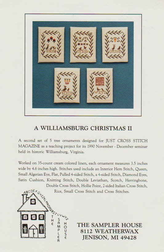 The Sampler House A Williamsburg Christmas II christmas ornament cross stitch pattern