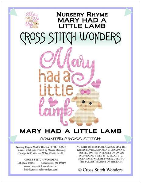 Cross Stitch Wonders Marcia Manning A Nursery Rhyme - MARY HAD A LITTLE LAMB Cross stitch pattern