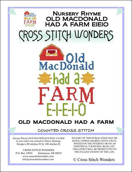 Cross Stitch Wonders Marcia Manning A Nursery Rhyme - OLD MACDONALD HAD A FARM Cross stitch pattern