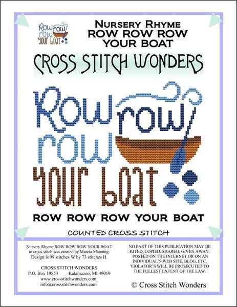 Cross Stitch Wonders Marcia Manning A Nursery Rhyme - ROW ROW ROW YOUR BOAT Cross stitch pattern