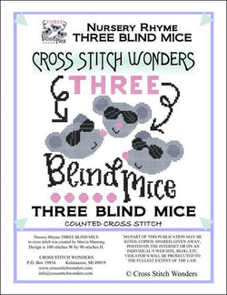 Cross Stitch Wonders Marcia Manning A Nursery Rhyme - THREE BLIND MICE Cross stitch pattern