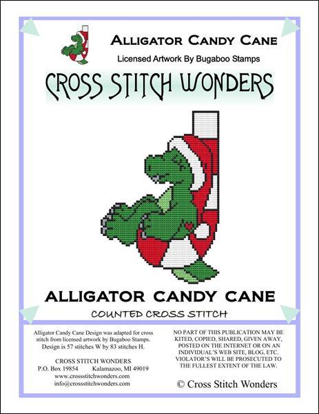 Cross Stitch Wonders Marcia Manning Alligator Candy Cane Critter Cross stitch pattern