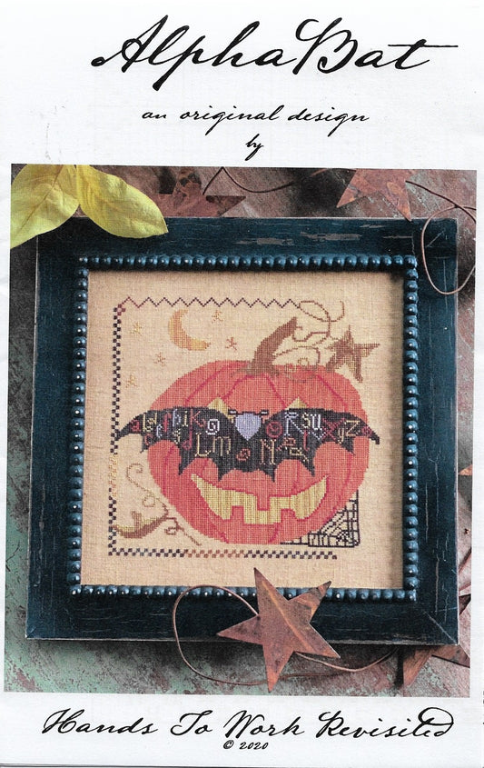 Hands To Work Alpha Bat halloween cross stitch pattern