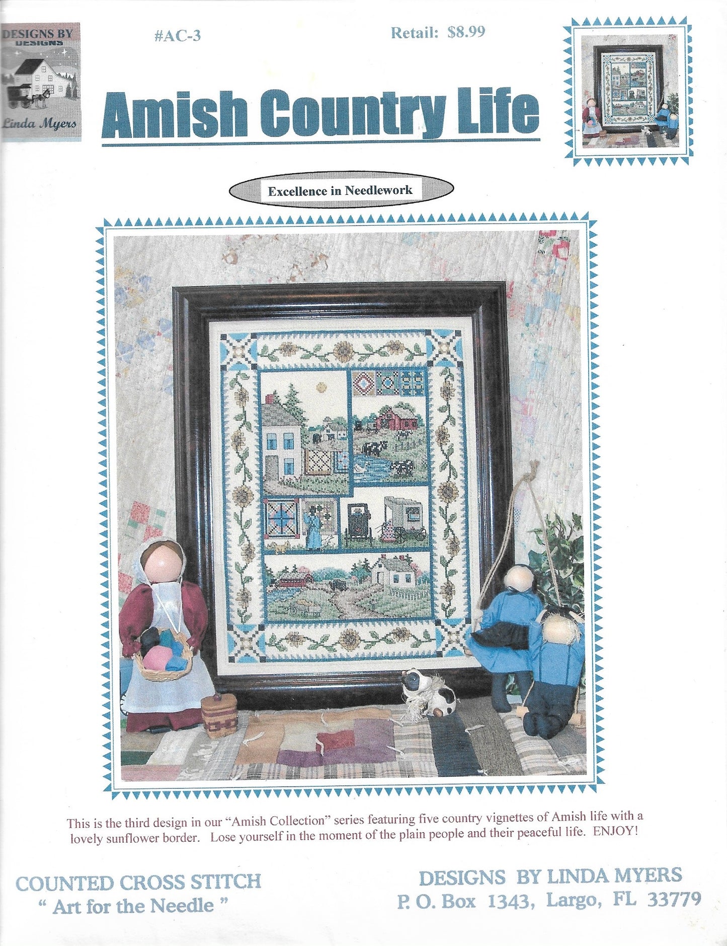 Linda Myers Amish Country Life AC-3 amish cross stitch pattern