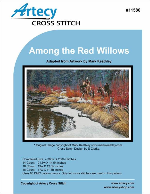 Artecy Among the Red Willows native american cross stitch pattern