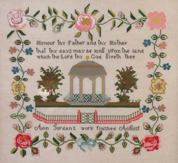 Queenstown Sampler Ann Jordan c. 1841 cross stitch sampler pattern