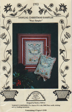 Homespun Elegance Annual Christmas Sampler 1993 Peace Sampler cross stitch kit