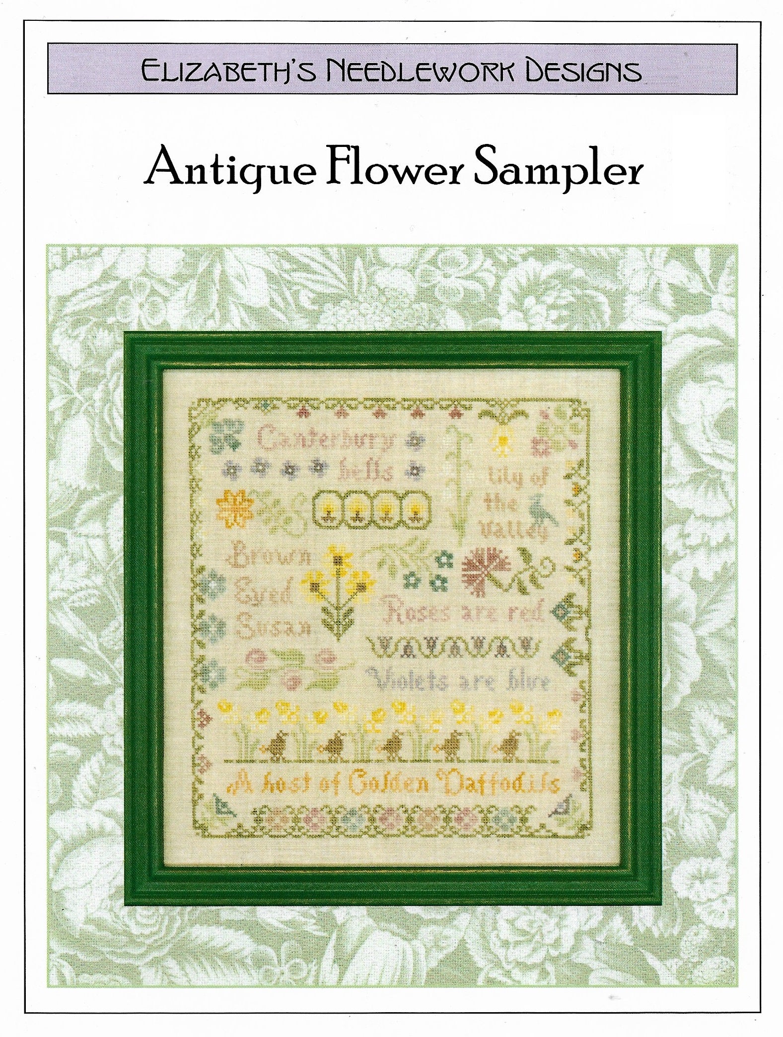 Elizabeth's Designs Antique Flower Sampler cross stitch pattern