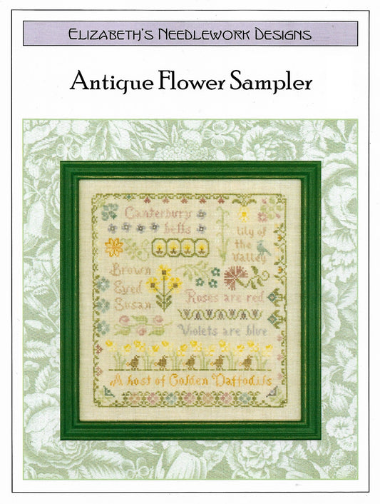 Elizabeth's Designs Antique Flower Sampler cross stitch pattern