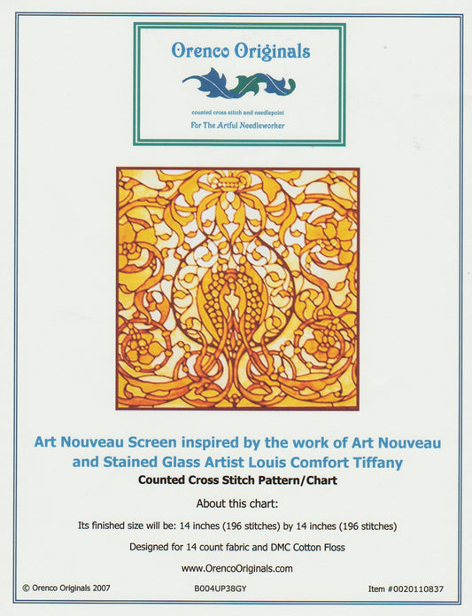 Orenco Originals Art Nouveau Screen cross stitch pattern