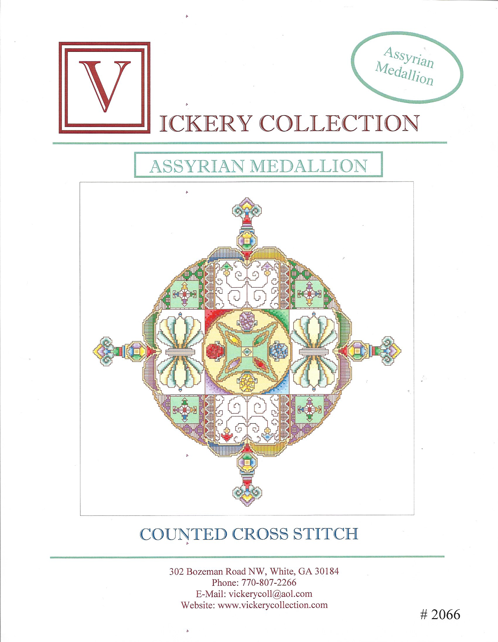 Vickery Collection Assyrian Medallion2066 mandala cross stitch pattern