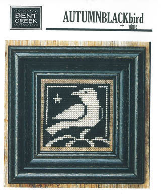 Bent Creek Autumn Blackbird + White cross stitch pattern