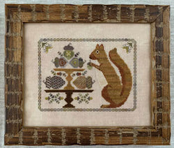 The Blue Flower Autumn Squirrel cross stitch pattern