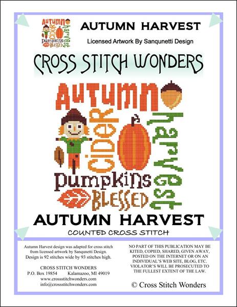 Cross Stitch Wonders Marcia Manning Autumn Harvest Cross stitch pattern