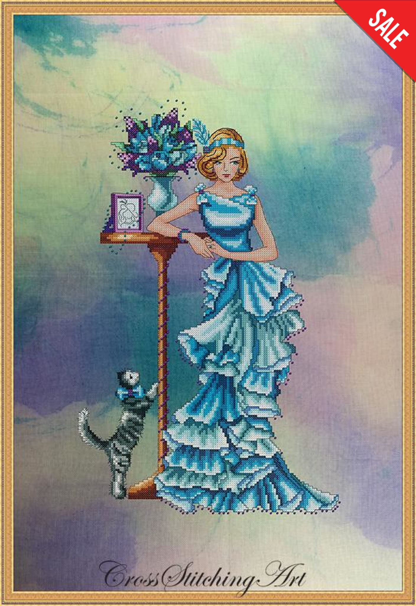 Cross Stitching Art Azure Elegance fashion fantasy cross stitch pattern