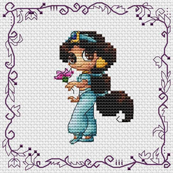 Grille point de croix Baby Princess Jasmine Disney cross stitch pattern