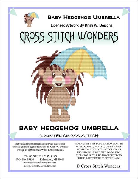 Cross Stitch Wonders Carolyn Manning Baby Hedgehog Umbrella Cross stitch pattern