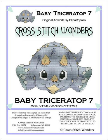 Cross Stitch Wonders Marcia Manning Baby Triceratops 07 Dinosaur Cross stitch pattern