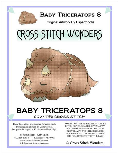 Cross Stitch Wonders Marcia Manning Baby Triceratops 08 Dinosaur Cross stitch pattern