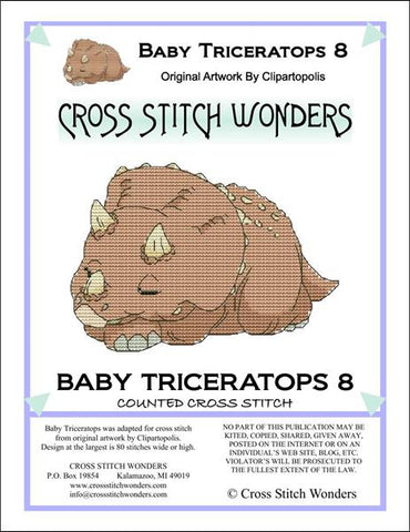 Cross Stitch Wonders Marcia Manning Baby Triceratops 08 Dinosaur Cross stitch pattern