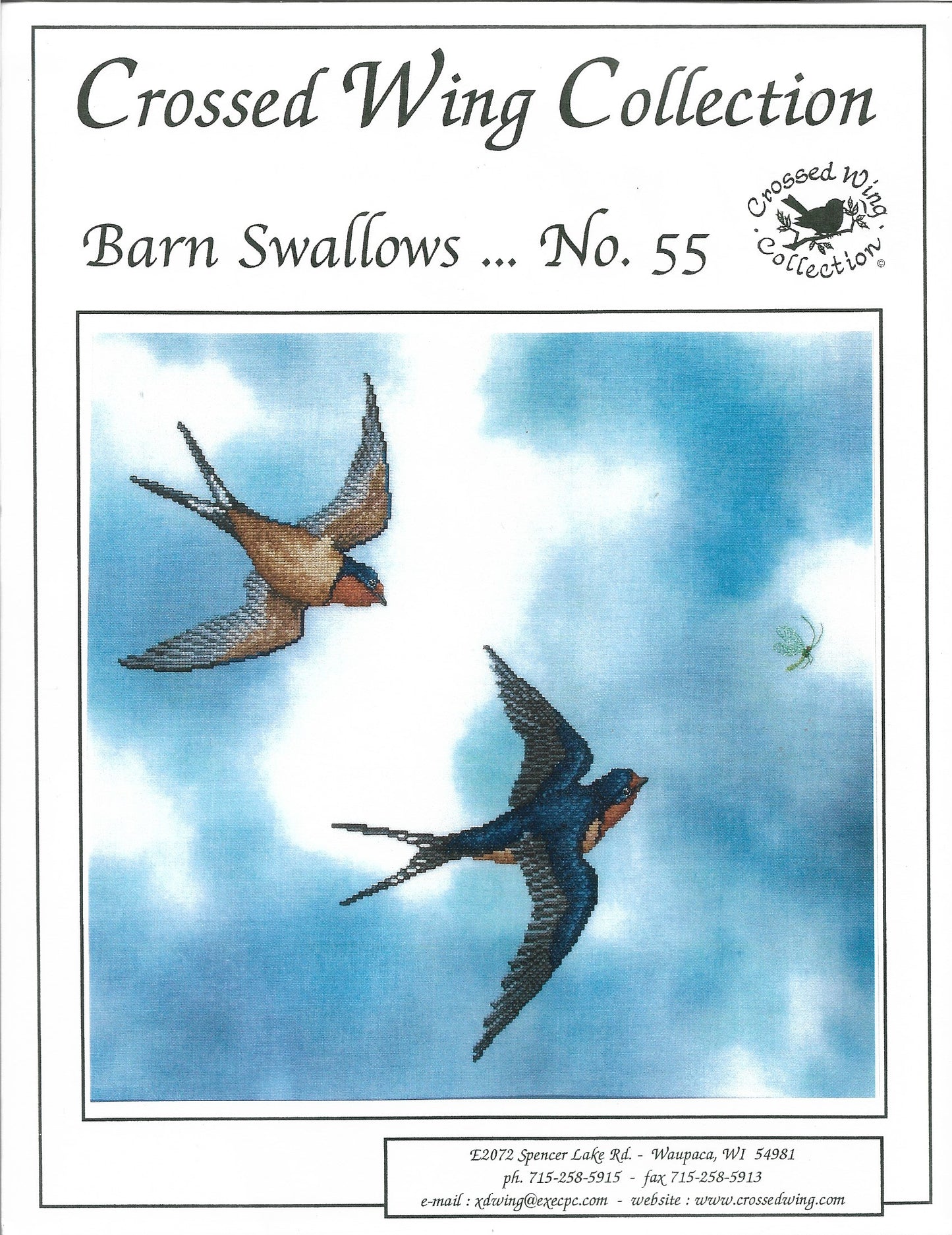 Crossed Wing Collection Barn Swallows 55 bird cross stitch pattern