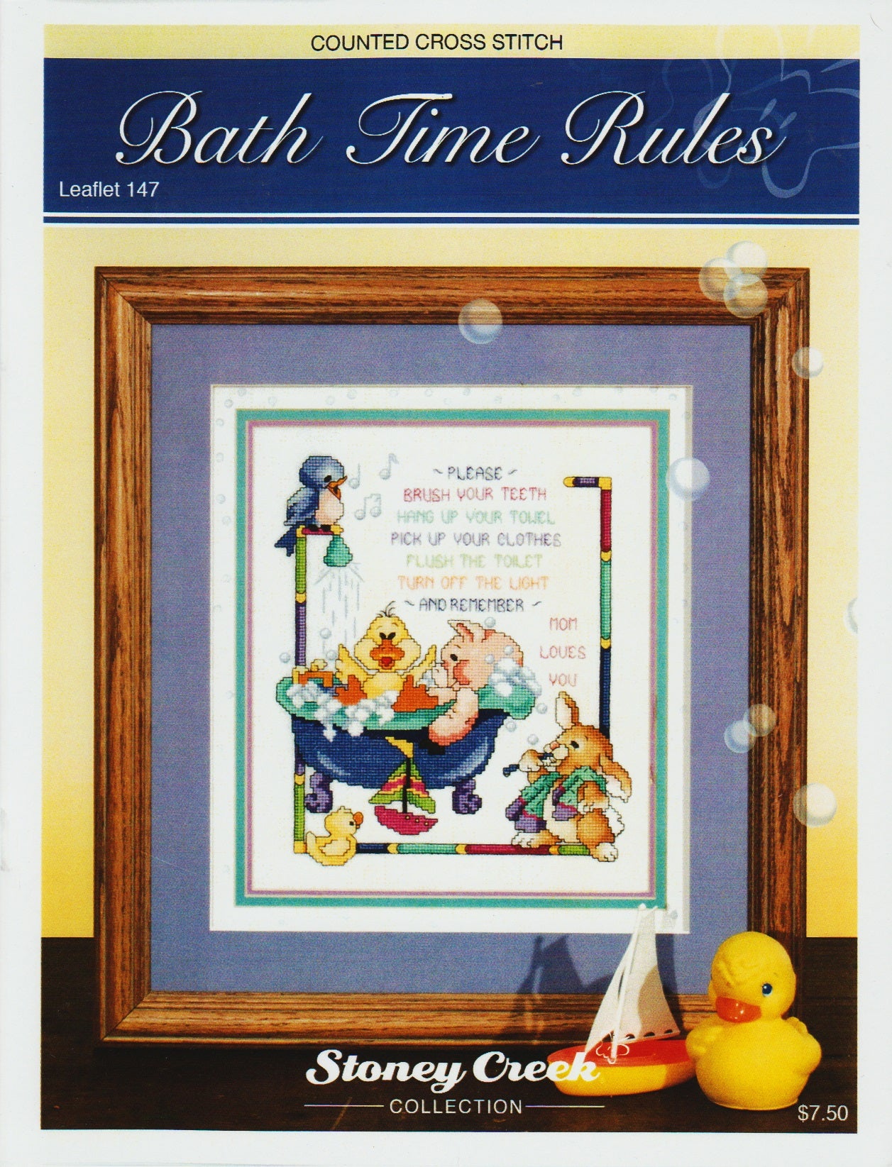 Stoney Creek Bath Time Rules LFT147 child cross stitch pattern