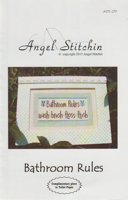Angel Stitchin Bathroom Rules AS75-279 cross stitch pattern