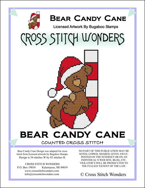 Cross Stitch Wonders Carolyn Manning Bear Candy Cane Critter Cross stitch pattern