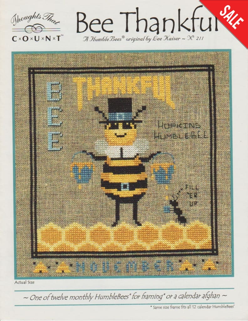 Thoughts That Count Bee Thankful cross stitch pattern