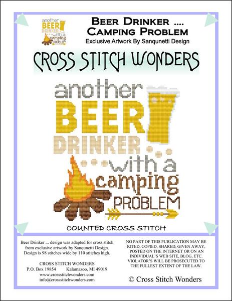 Cross Stitch Wonders Marcia Manning Beer Drinker ... Camping Problem Cross stitch pattern