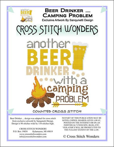 Cross Stitch Wonders Marcia Manning Beer Drinker ... Camping Problem Cross stitch pattern