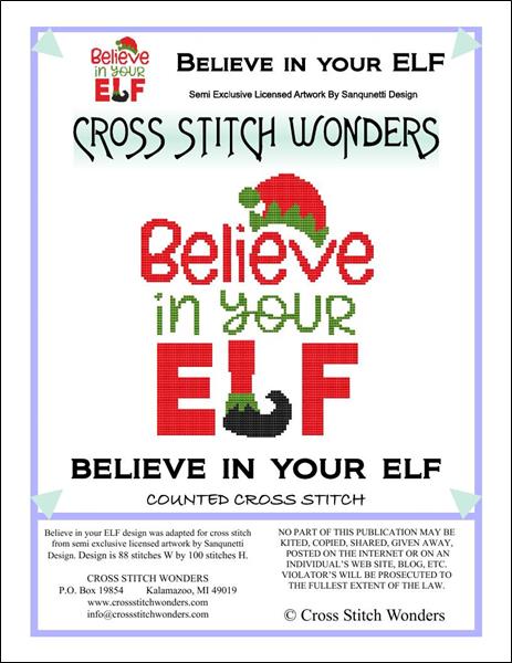Cross Stitch Wonders Carolyn Manning Believe in your Elf Cross stitch pattern