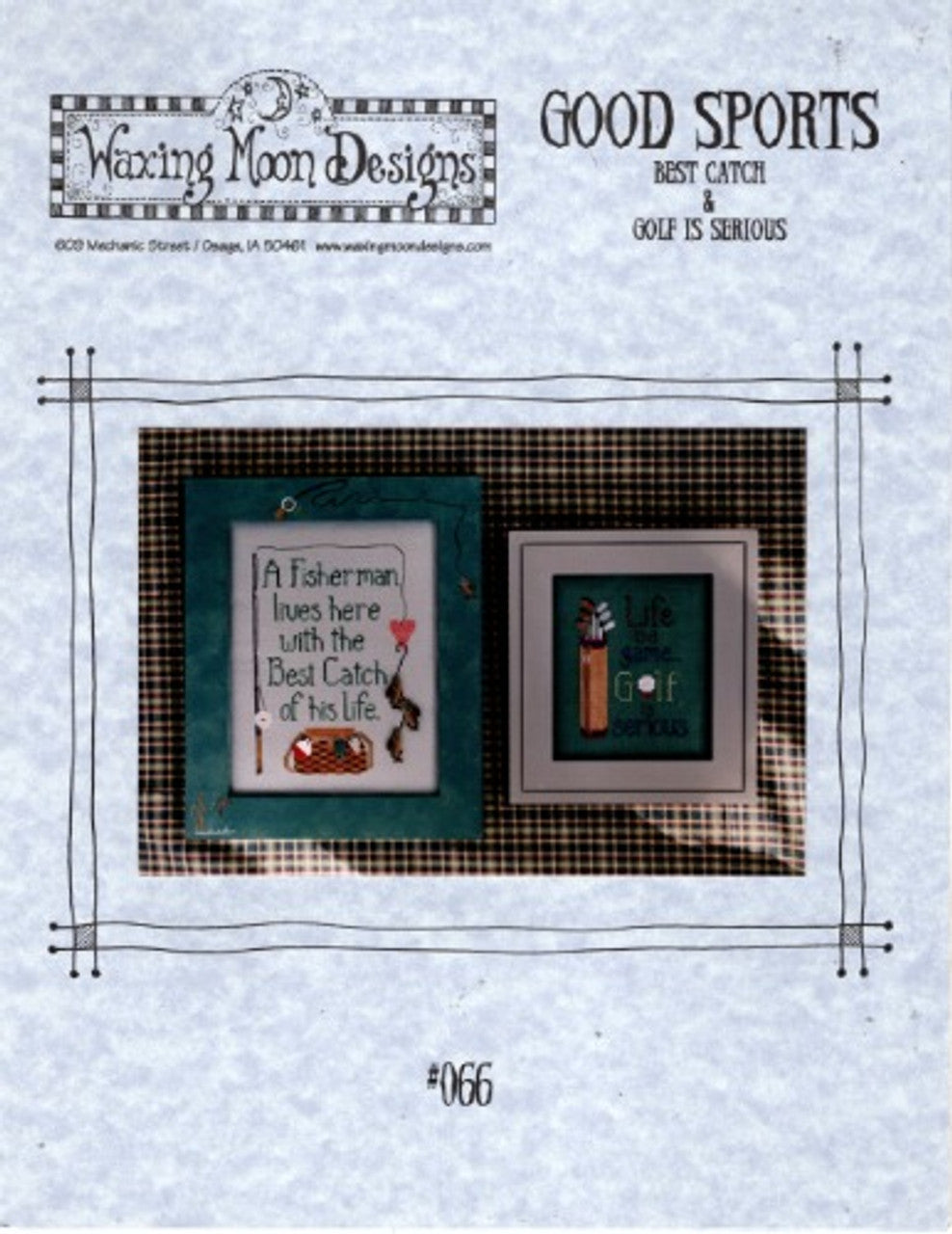 Waxing Moon Best Catch and Golf is Serious cross stitch pattern