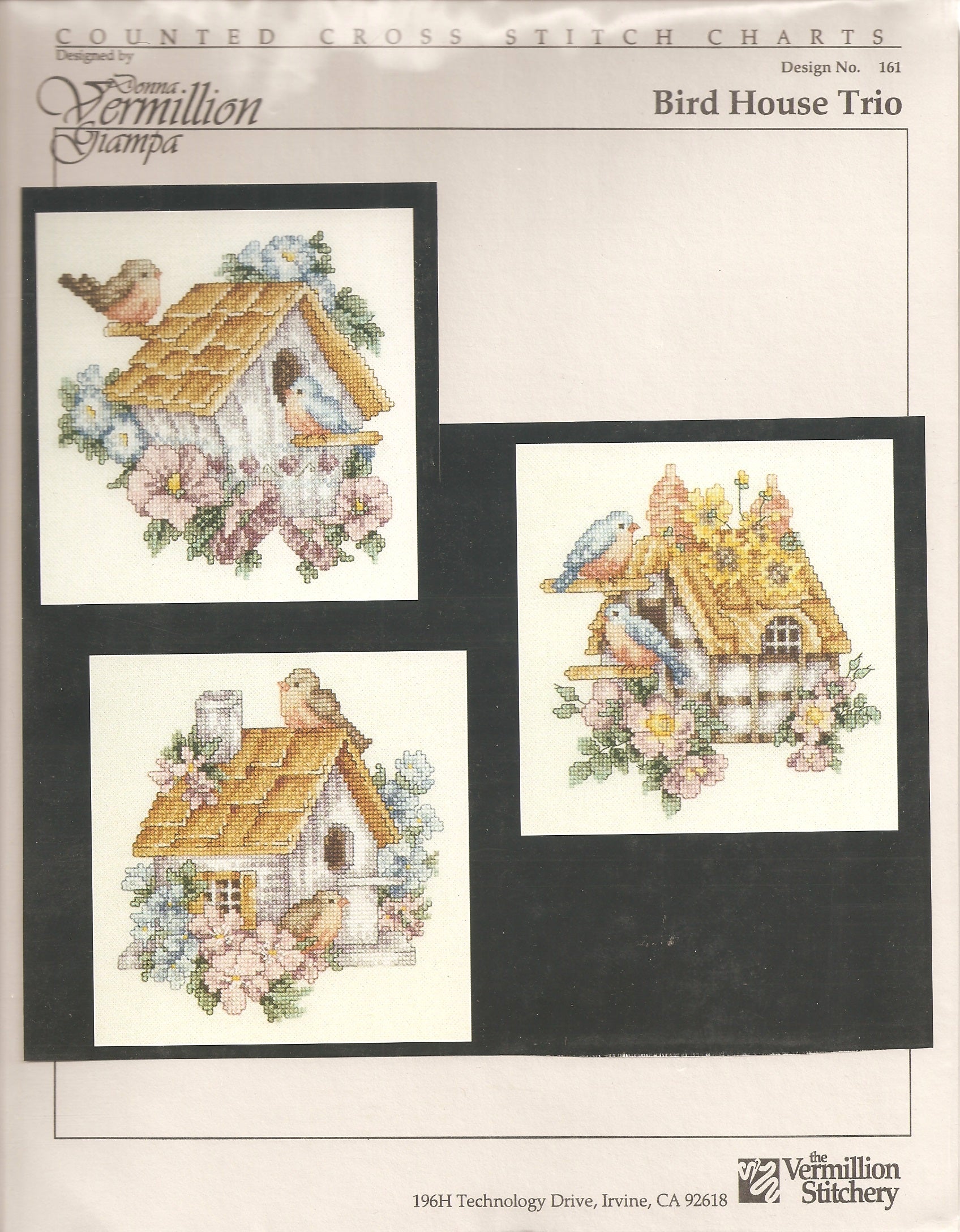 Vermillion Society Bird House Trio 161 cross stitch pattern