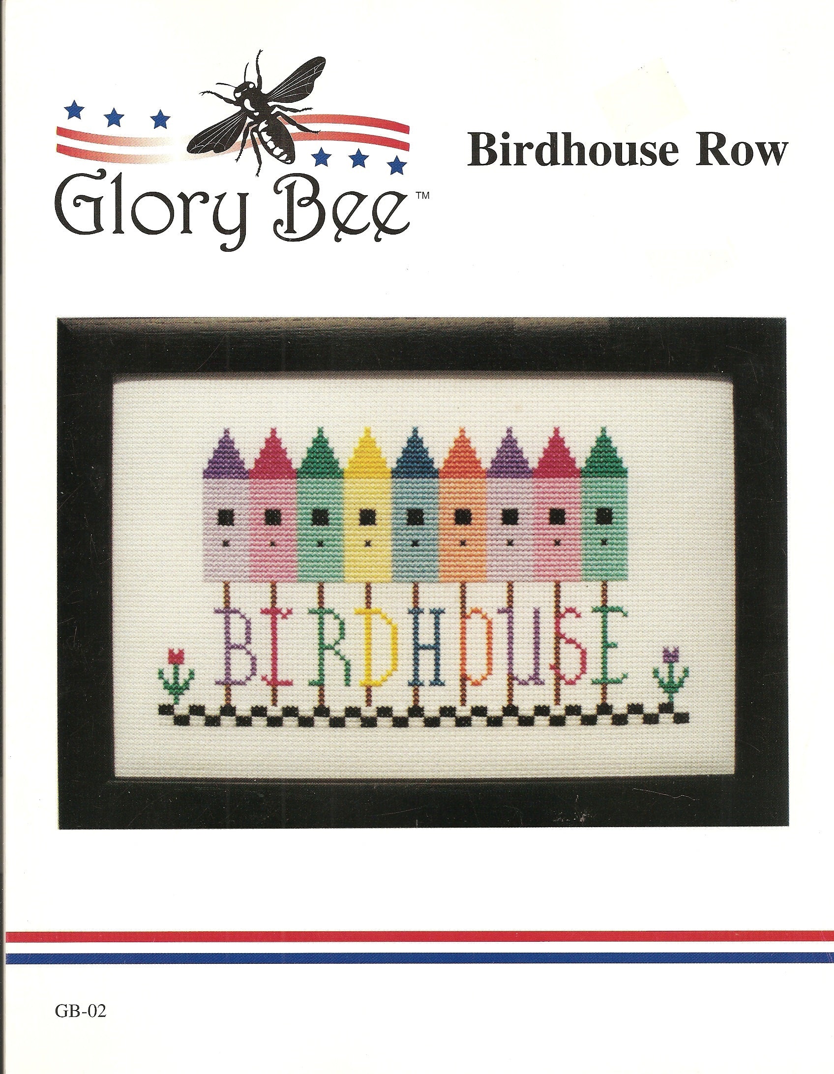 Glory Bee Birdhouse Row cross stitch pattern