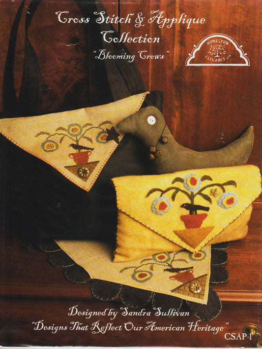 Homespun Elegance Blooming Crows CSAP-1 cross stitch & applque pattern