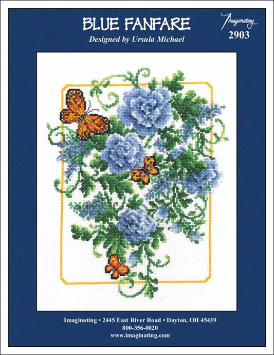 Imaginating Blue Fanfare 2903 flower cross stitch pattern