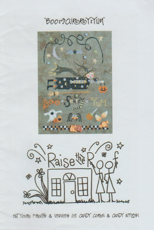 Raise The Roof Boo Scurry Yum halloween cross stitch pattern