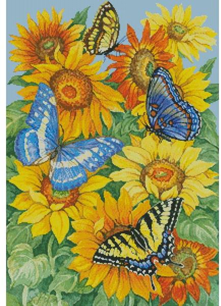 Butterflies on Sunflowers pattern