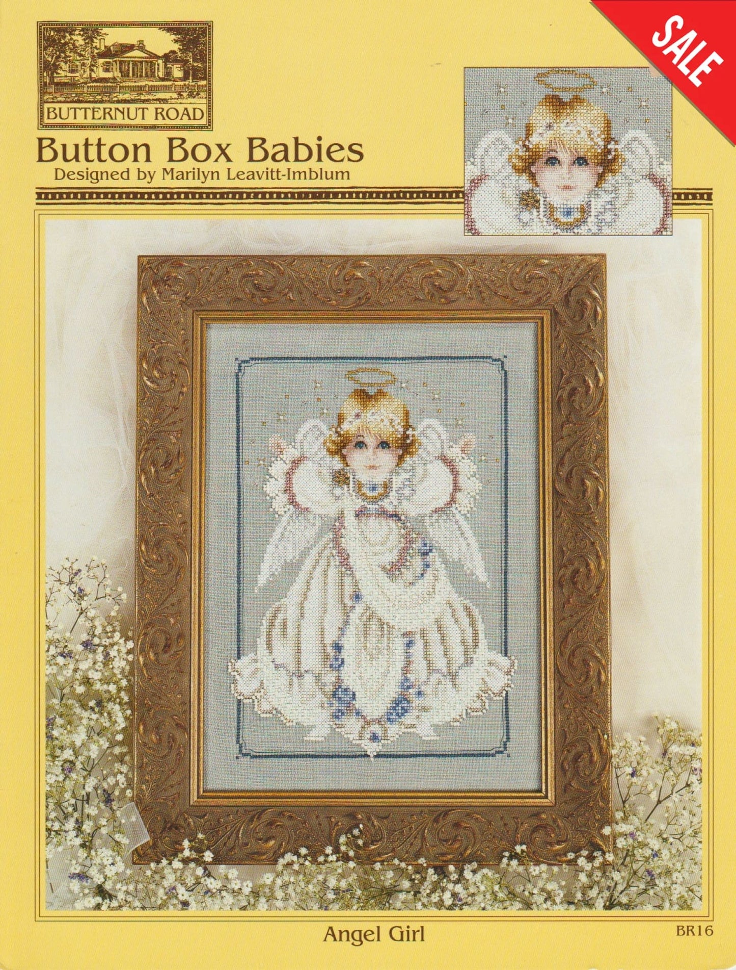 Butternut Road Button Box Babies Angel Girl BR16 cross stitch pattern