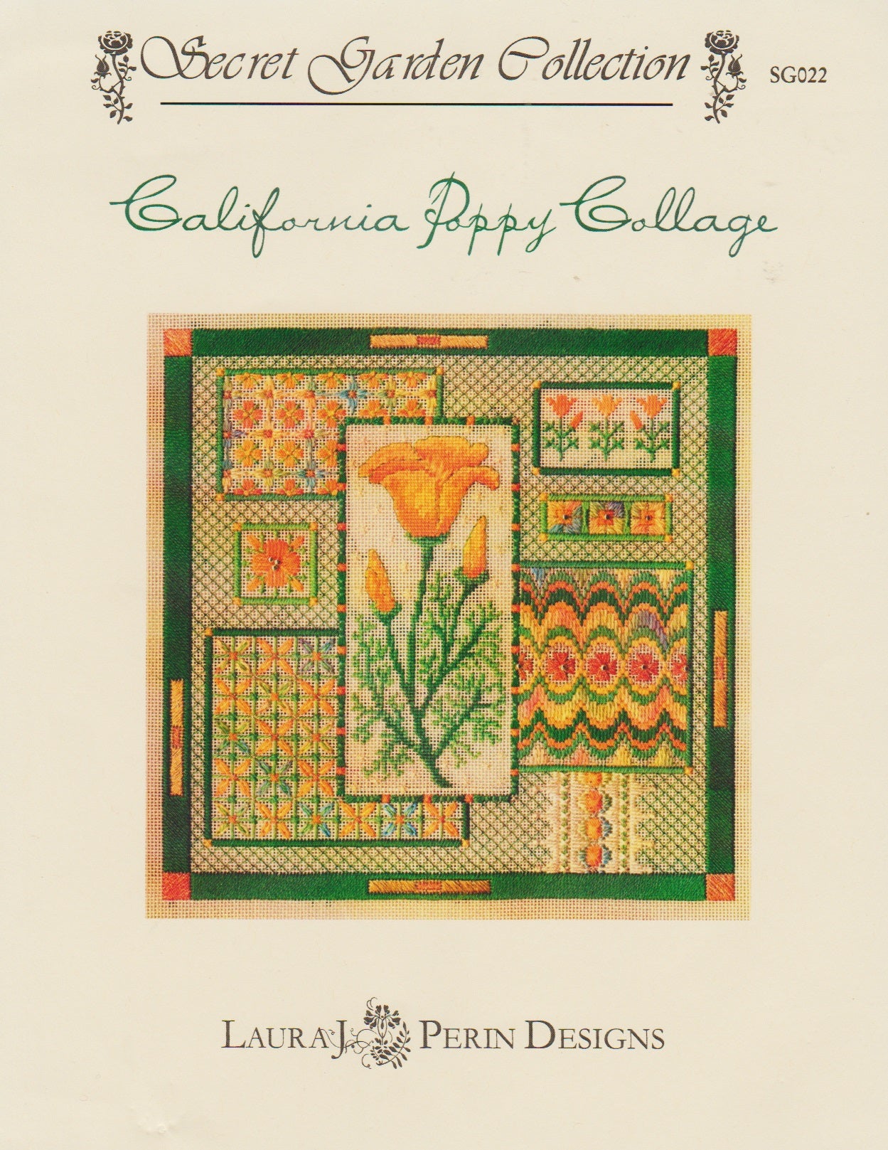 Laura J. Perin Designs California Poppy Collage SG022 cross stitch pattern