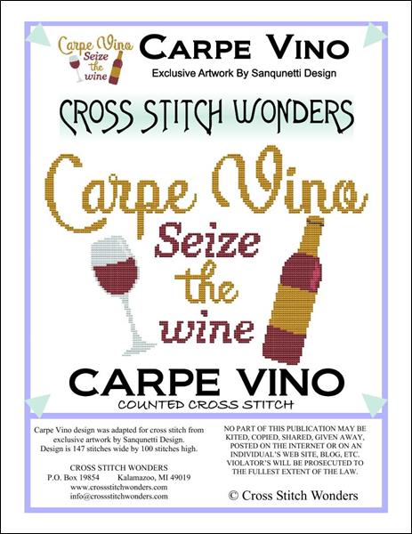 Cross Stitch Wonders Marcia Manning Carpe Vino - Seize The Wine Cross stitch pattern
