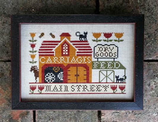 Carriage house Samplings Carriage House on Main Street primitive cross stitch pattern