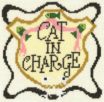 Imaginating Cat In Charge cross stitch pattern