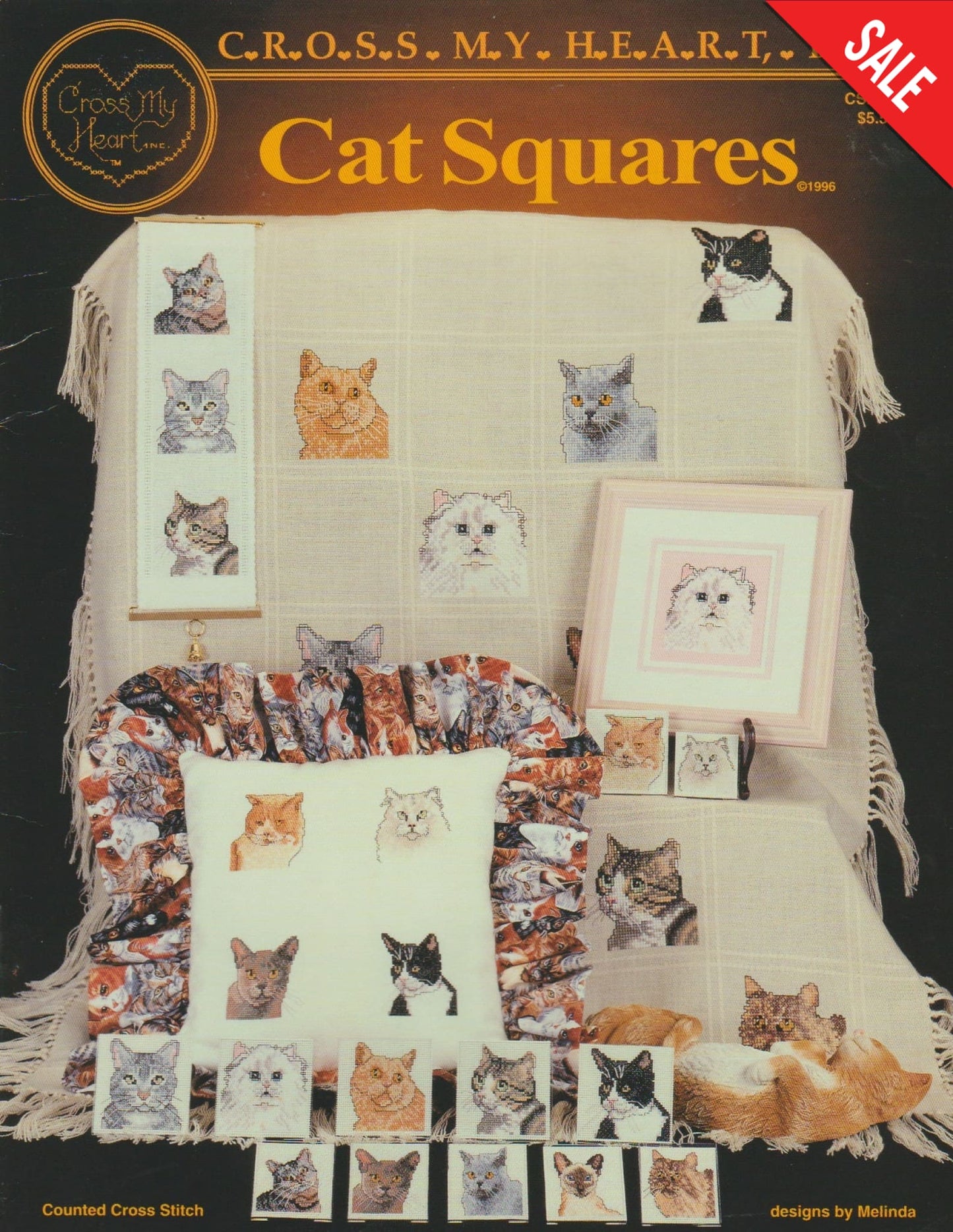 Cross My Heart Cat Squares CSB-133 cross stitch pattern