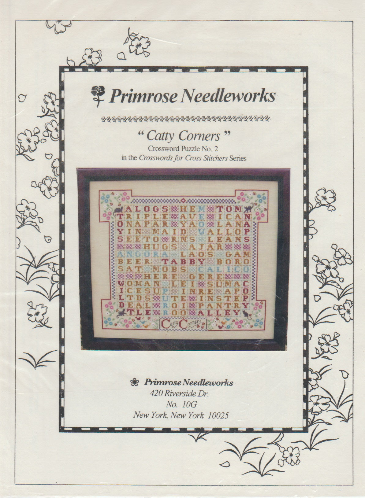 Primrose Needleworks Catty Corners cross stitch puzzle pattern
