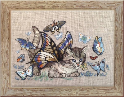 Nimue Chapillon cat butterfly cross stitch pattern