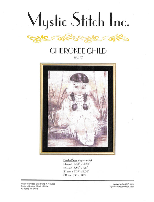 Mystic Stitch Cherokee Child WC-17 native american cross stitch pattern