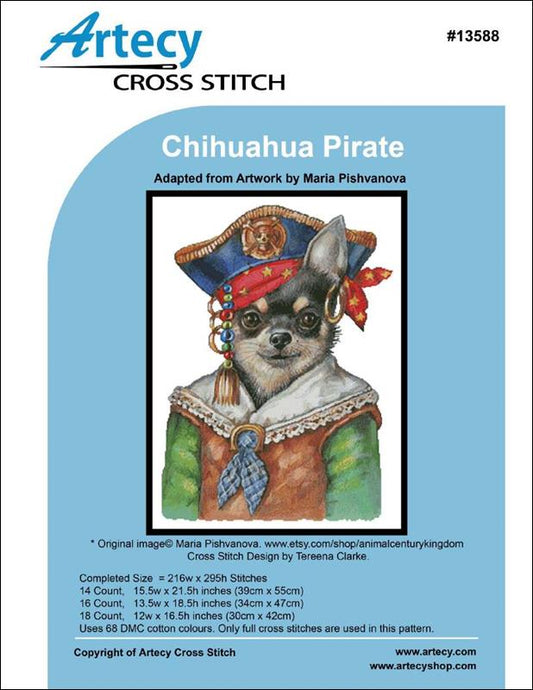 Artecy Chihuahua Pirate 13588 dog cross stitch pattern