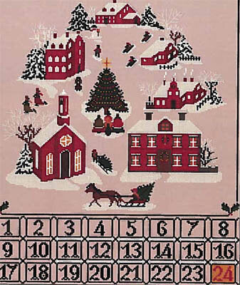 Twin PeakPrimitives Christmas Advent Calendar cross stitch pattern